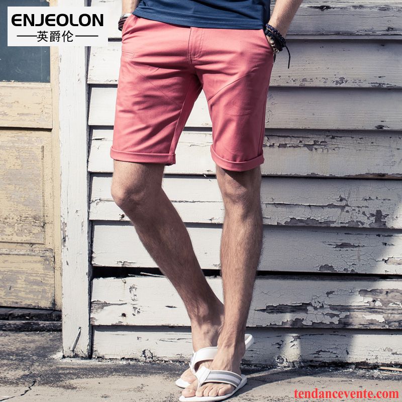Shorts Homme Simple Pantalon Slim Décontractée Shorti Pantalons Orange Rouge