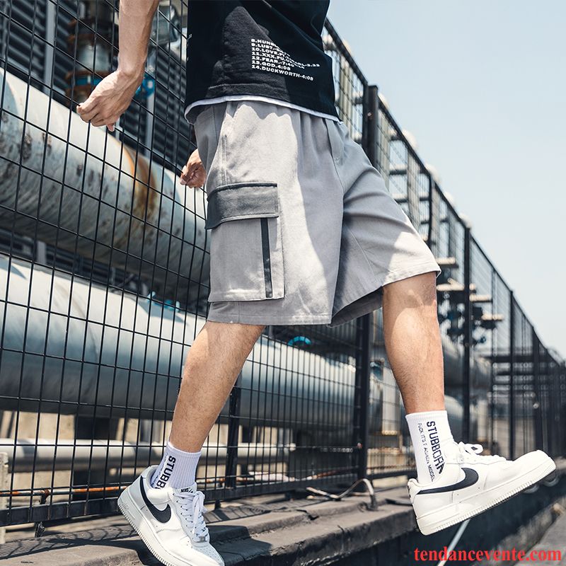 Shorts Homme Tendance Bureau Sport Été Décontractée Baggy Gris