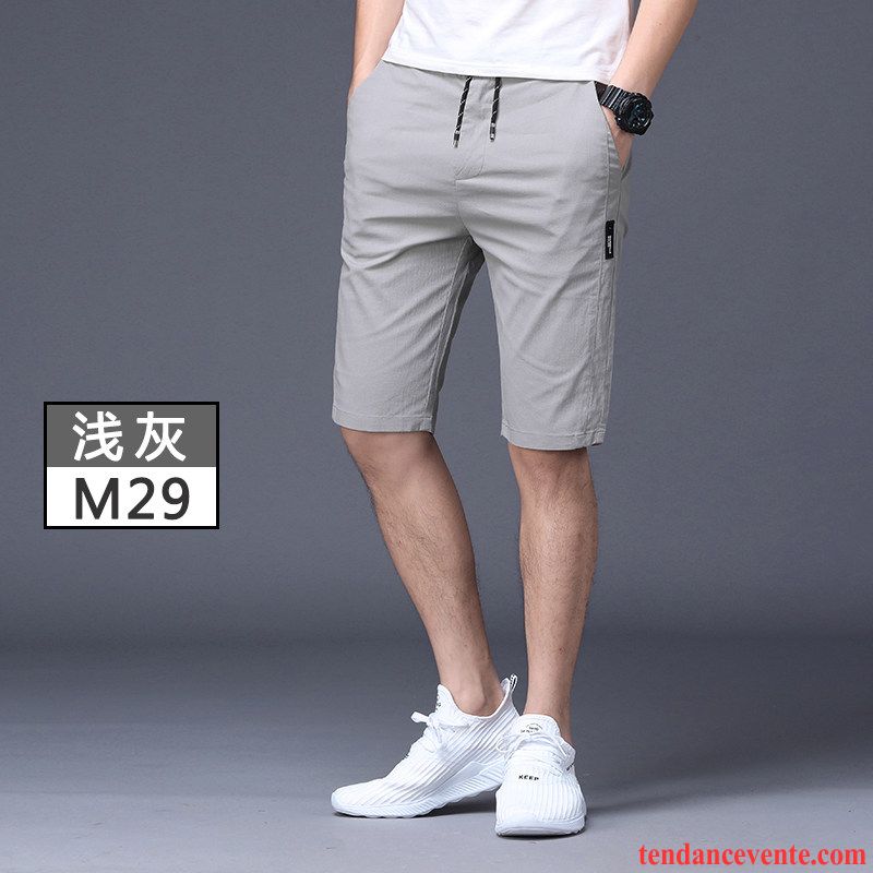 Shorts Homme Tendance Été Décontractée Étudiant Élastique Légère Noir