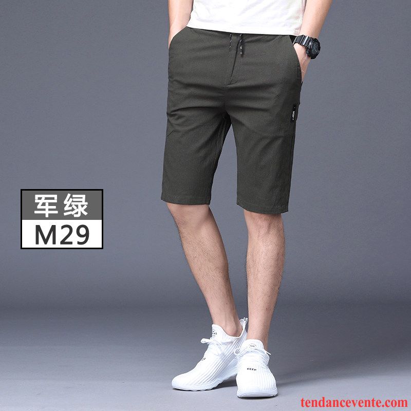 Shorts Homme Tendance Été Décontractée Étudiant Élastique Légère Noir