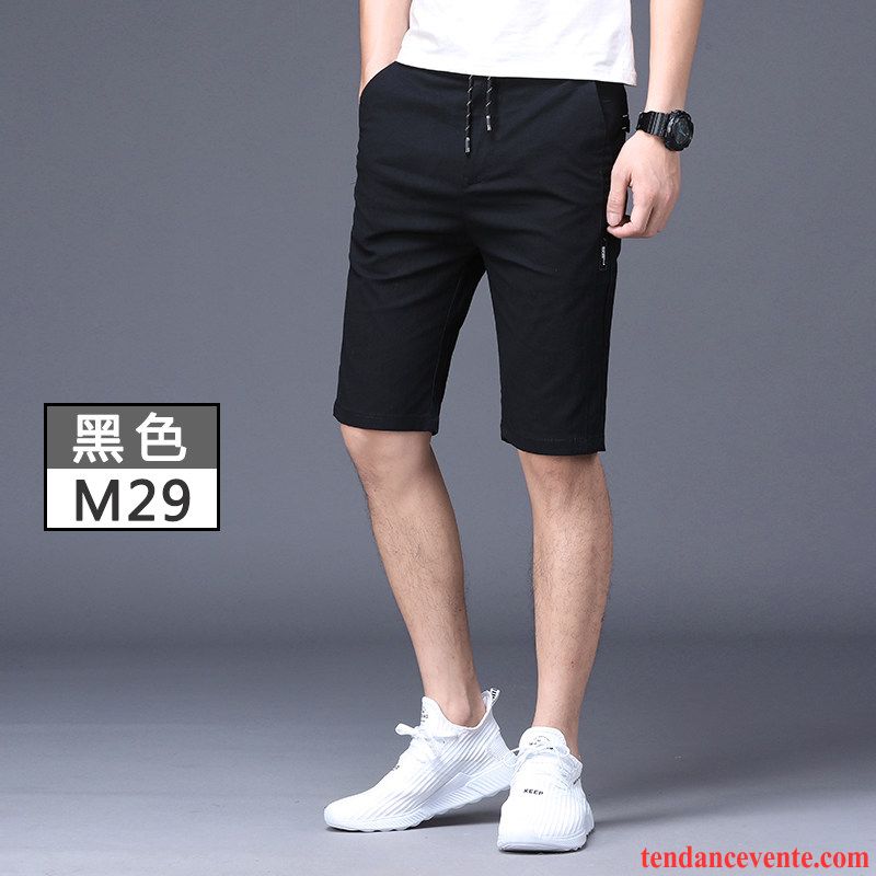 Shorts Homme Tendance Été Décontractée Étudiant Élastique Légère Noir