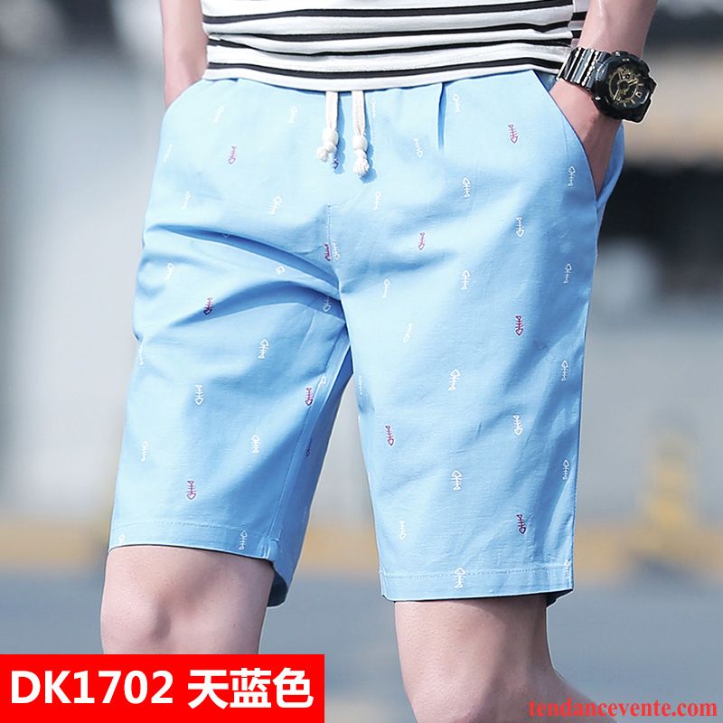 Shorts Homme Étudiant Été Tendance Baggy Pantalon Bureau Rouge