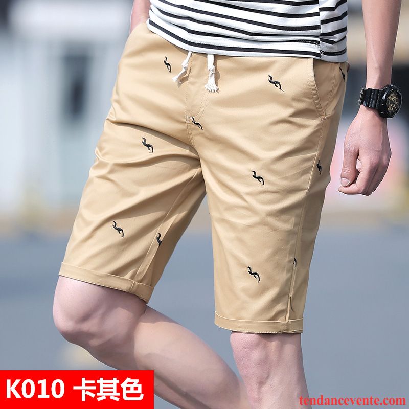 Shorts Homme Étudiant Été Tendance Baggy Pantalon Bureau Rouge