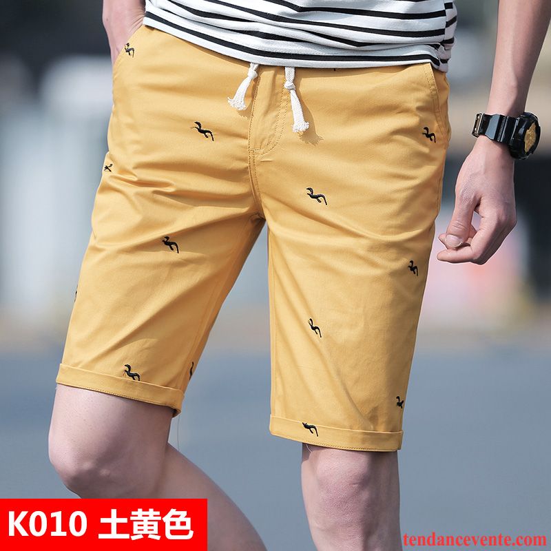 Shorts Homme Étudiant Été Tendance Baggy Pantalon Bureau Rouge