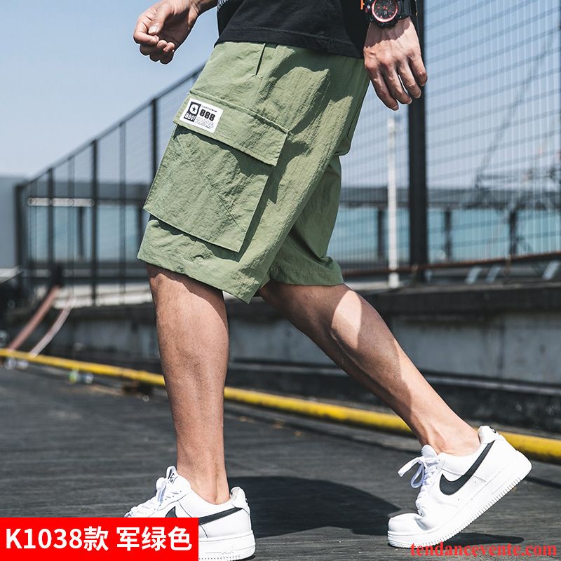 Shorts Homme Étudiant Été Tendance Baggy Pantalon Bureau Rouge