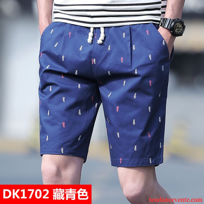 Shorts Homme Étudiant Été Tendance Baggy Pantalon Bureau Rouge