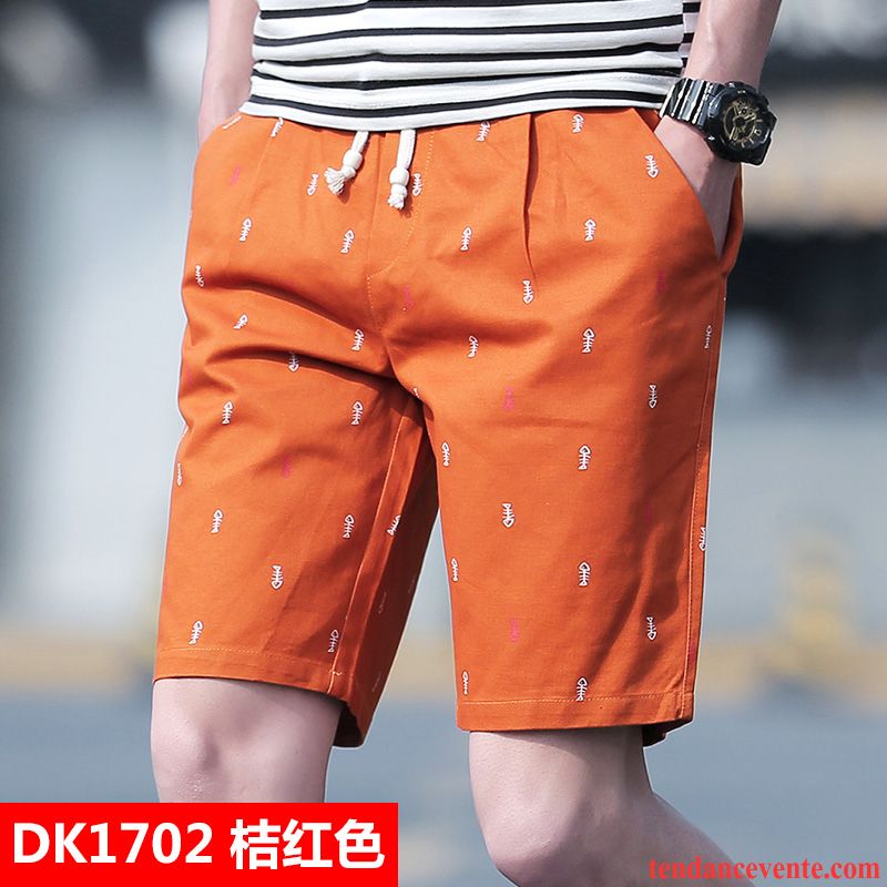 Shorts Homme Étudiant Été Tendance Baggy Pantalon Bureau Rouge