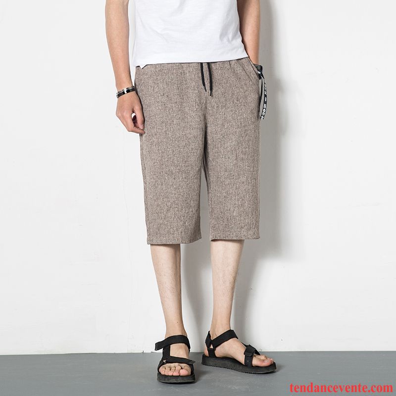 Shorts Homme Été Baggy Bleu Pantalons Coupés Shorti Mince Gris