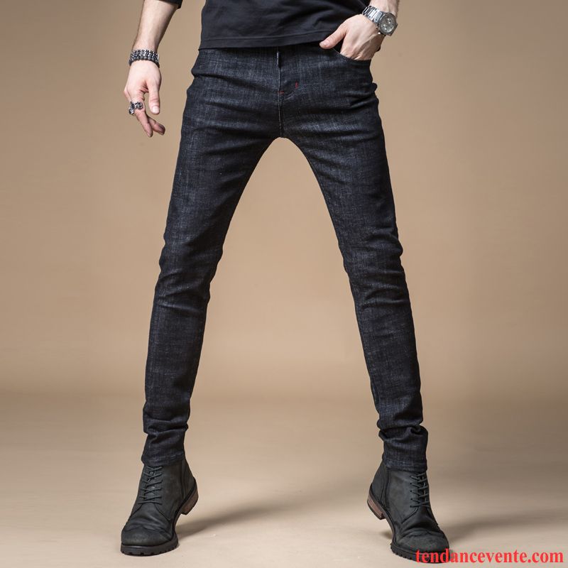 Skinny Jeans Homme L'automne Tendance Bleu Homme Noir Pantalon Maigre Slim Pantalons Extensible Hiver Pas Cher