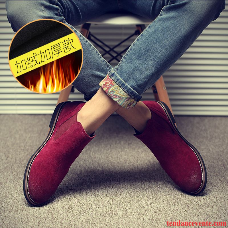 Soldes Bottines Homme Hautes En Cuir Printemps Rétro Homme Cuir Véritable Vente