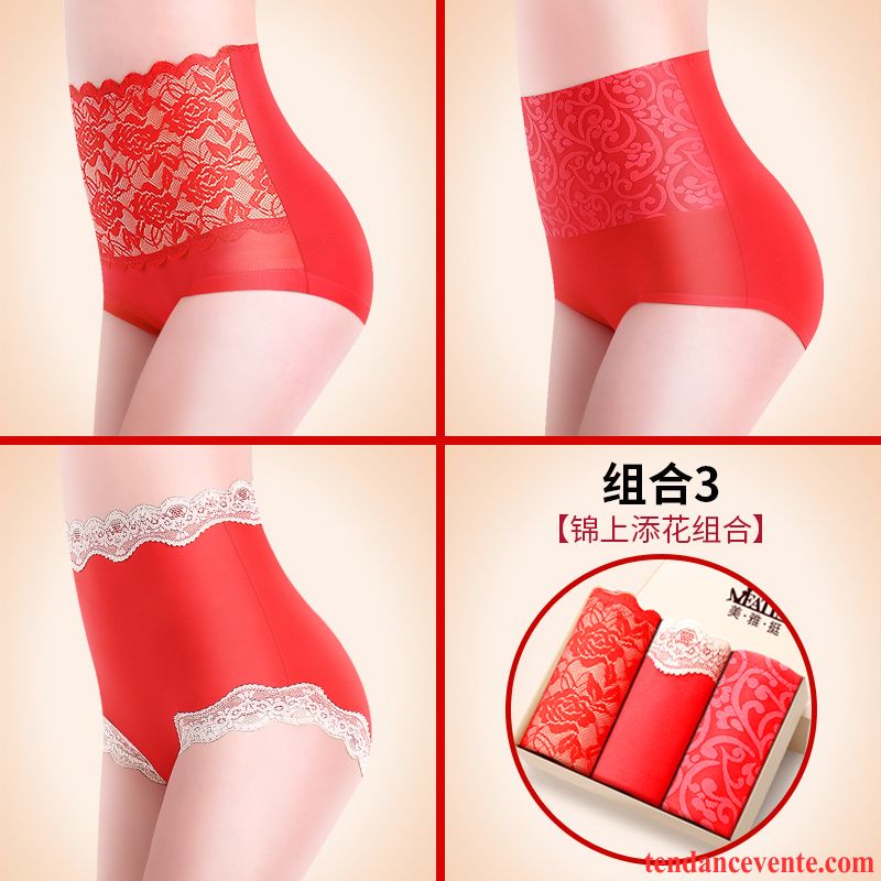 Sous-vêtements Femme Elasthanne Gros Femme Forme Haute Cintrée Serrer Rouge Coton Bio Matelassé Sexy