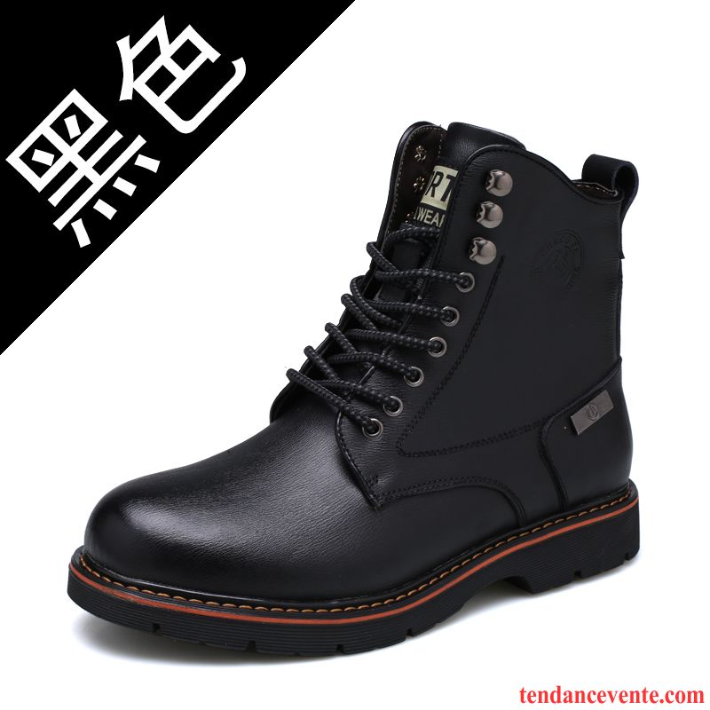 Style De Bottes Homme Angleterre Chauds Hautes Chaussures En Coton Offre Spéciale Homme Hiver Bureau Tendance Cuir Plus De Velours Bleu