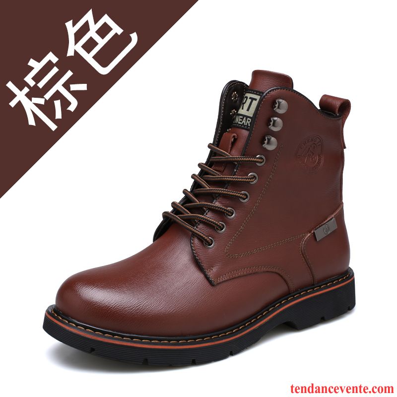 Style De Bottes Homme Angleterre Chauds Hautes Chaussures En Coton Offre Spéciale Homme Hiver Bureau Tendance Cuir Plus De Velours Bleu