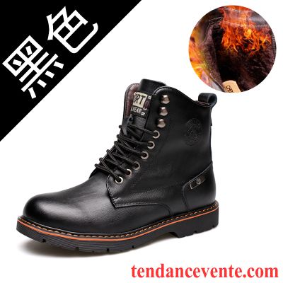 Style De Bottes Homme Angleterre Chauds Hautes Chaussures En Coton Offre Spéciale Homme Hiver Bureau Tendance Cuir Plus De Velours Bleu