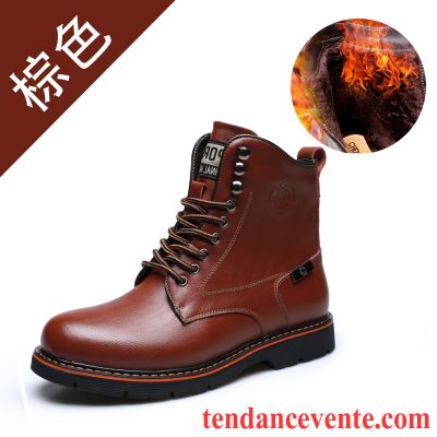 Style De Bottes Homme Angleterre Chauds Hautes Chaussures En Coton Offre Spéciale Homme Hiver Bureau Tendance Cuir Plus De Velours Bleu