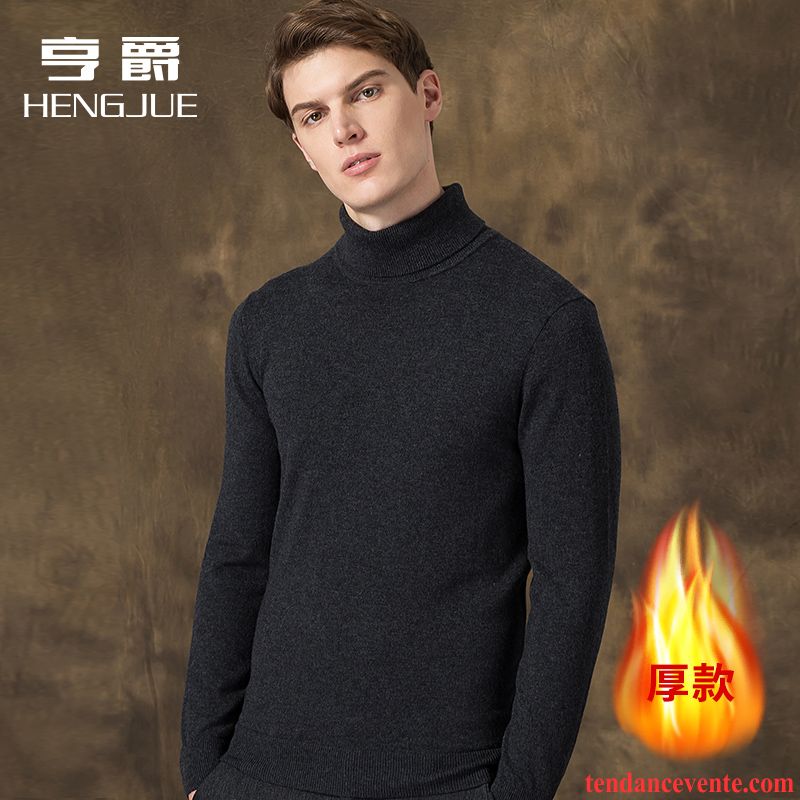 Sweat Capuche Col Montant L'automne Légère Pull Tricots En Maille Pure Taillissime Homme Pullovers Hiver Tendance Renforcé Haut Court