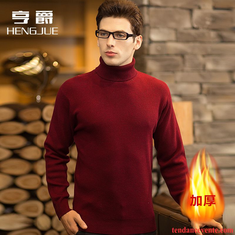 Sweat Capuche Col Montant L'automne Légère Pull Tricots En Maille Pure Taillissime Homme Pullovers Hiver Tendance Renforcé Haut Court