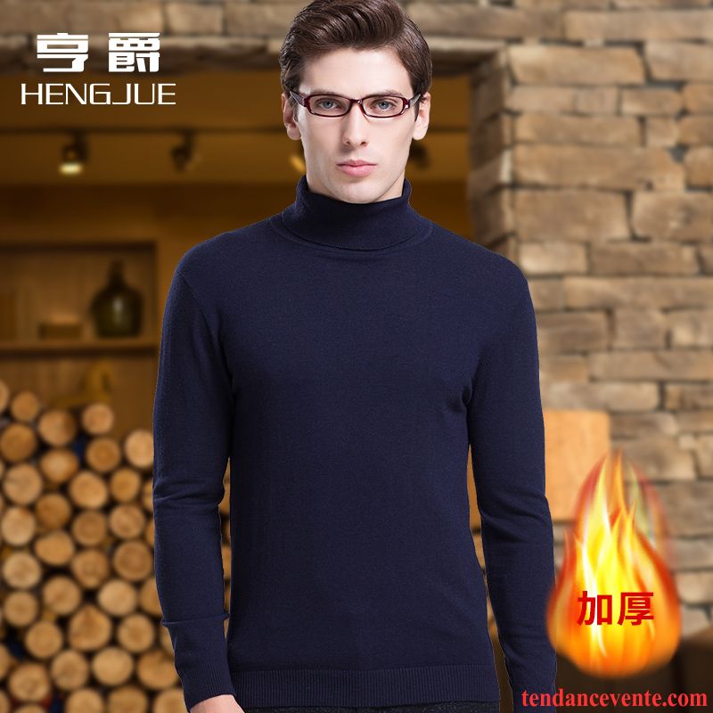 Sweat Capuche Col Montant L'automne Légère Pull Tricots En Maille Pure Taillissime Homme Pullovers Hiver Tendance Renforcé Haut Court