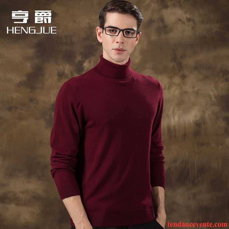 Sweat Capuche Col Montant L'automne Légère Pull Tricots En Maille Pure Taillissime Homme Pullovers Hiver Tendance Renforcé Haut Court