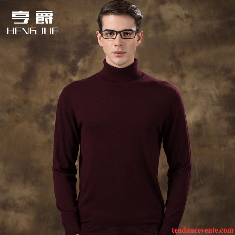 Sweat Capuche Col Montant L'automne Légère Pull Tricots En Maille Pure Taillissime Homme Pullovers Hiver Tendance Renforcé Haut Court