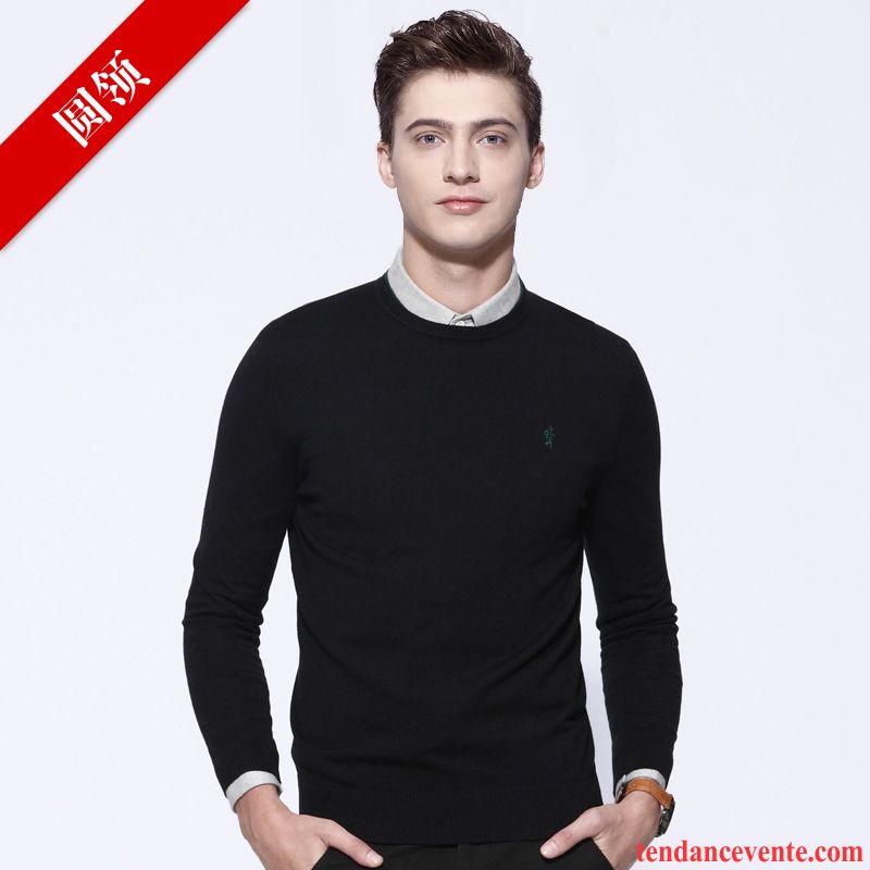 Sweat Capuche Col Montant Loup Hiver Col Rond L'automne Pure Homme Pull Tricots En Maille Blé