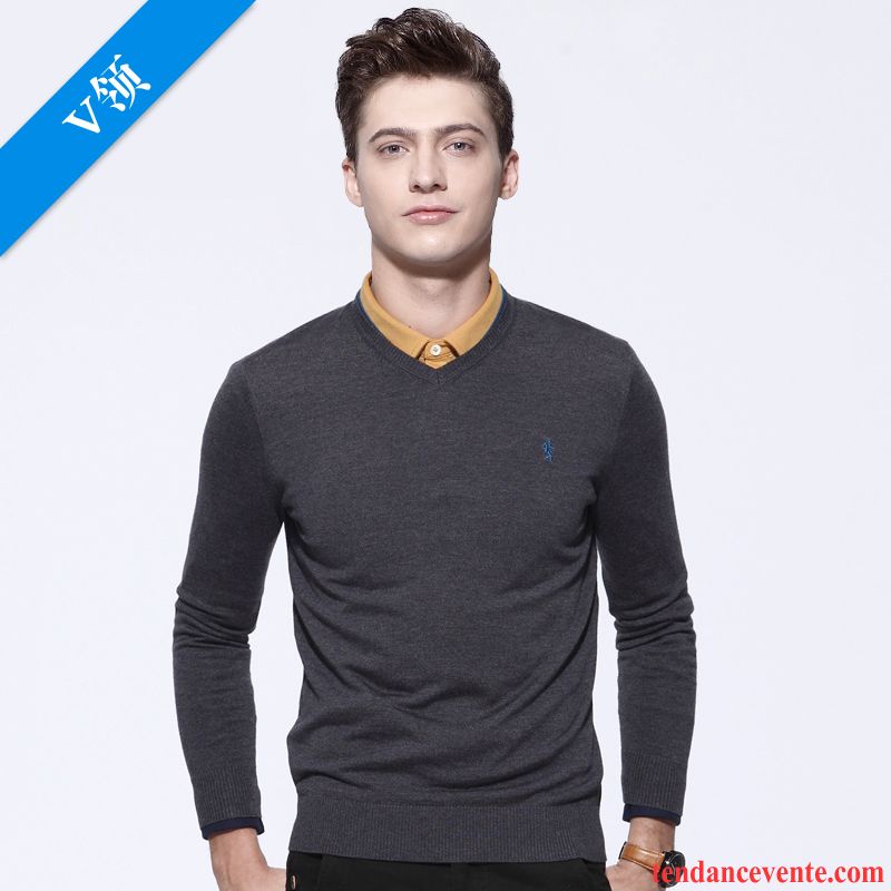 Sweat Capuche Col Montant Loup Hiver Col Rond L'automne Pure Homme Pull Tricots En Maille Blé