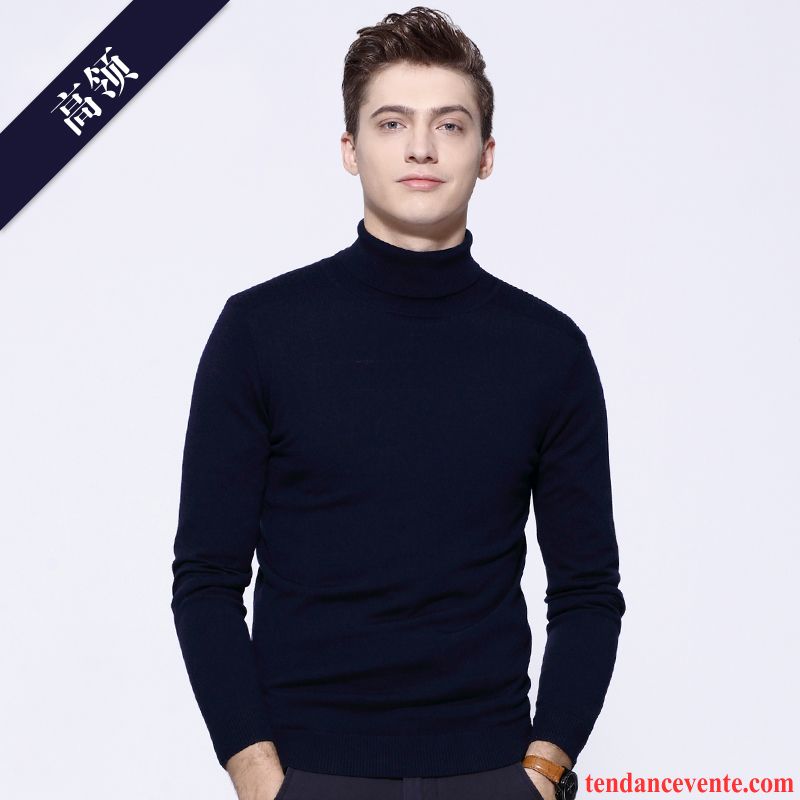 Sweat Capuche Col Montant Loup Hiver Col Rond L'automne Pure Homme Pull Tricots En Maille Blé