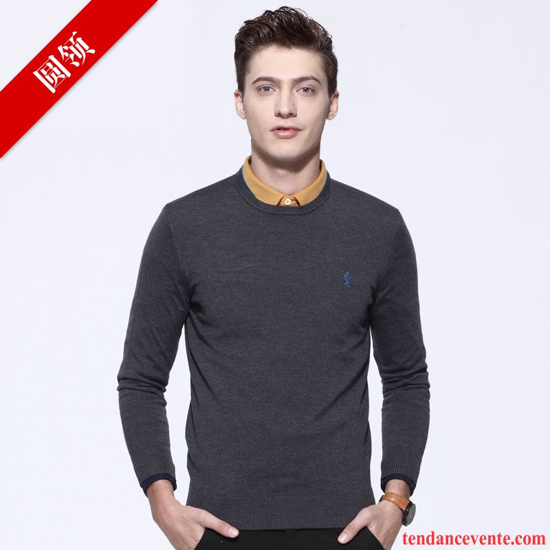 Sweat Capuche Col Montant Loup Hiver Col Rond L'automne Pure Homme Pull Tricots En Maille Blé