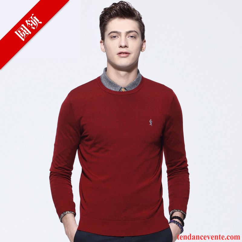 Sweat Capuche Col Montant Loup Hiver Col Rond L'automne Pure Homme Pull Tricots En Maille Blé