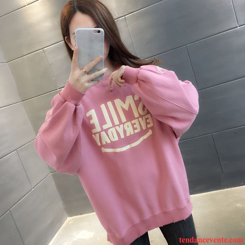 Sweat À Capuche Femme Baggy Dame Longues Printemps Une Veste L'automne Rose