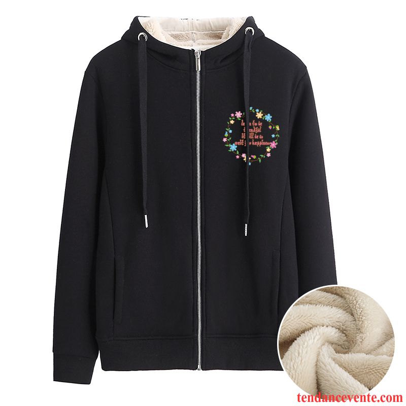 Sweat À Capuche Femme Baggy Renforcé Cardigan Pardessus Hoodies Une Veste Noir