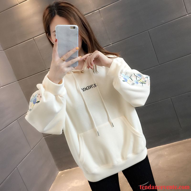 Sweat À Capuche Femme Baggy Tendance Pardessus Printemps Une Veste Légère Blanc