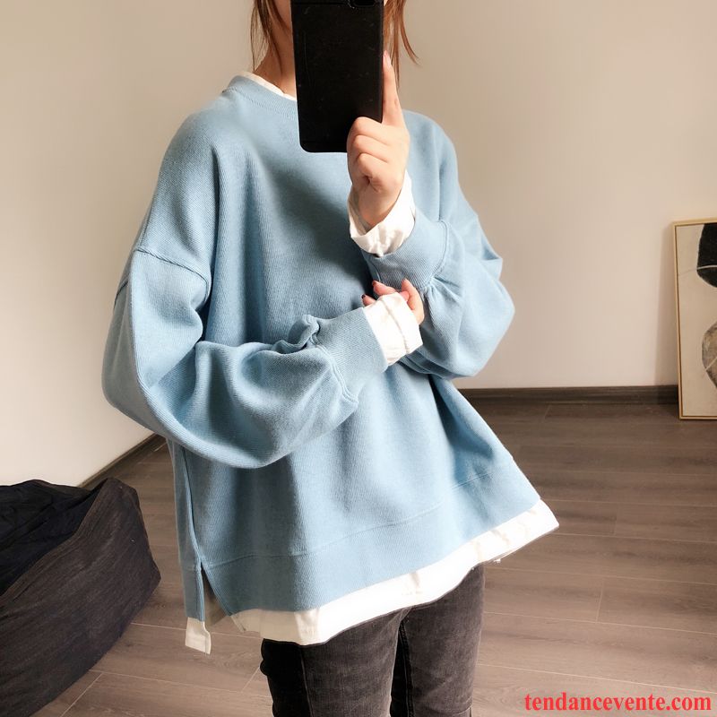 Sweat À Capuche Femme Baggy Une Veste Hoodies Tous Les Assortis Décontractée Deux-pièces Bleu