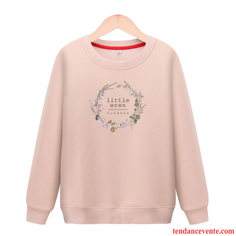 Sweat À Capuche Femme Col Rond Renforcé Pardessus Plus De Velours L'automne Longues Blanc