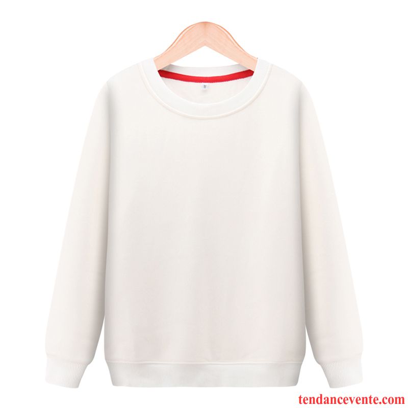 Sweat À Capuche Femme Col Rond Renforcé Pardessus Plus De Velours L'automne Longues Blanc