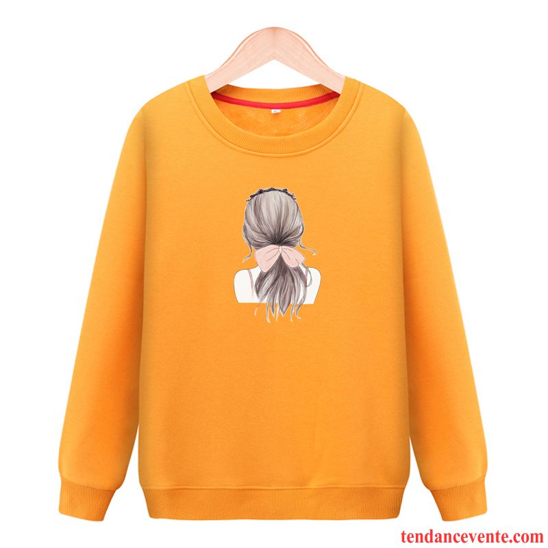 Sweat À Capuche Femme Col Rond Renforcé Pardessus Plus De Velours L'automne Longues Blanc