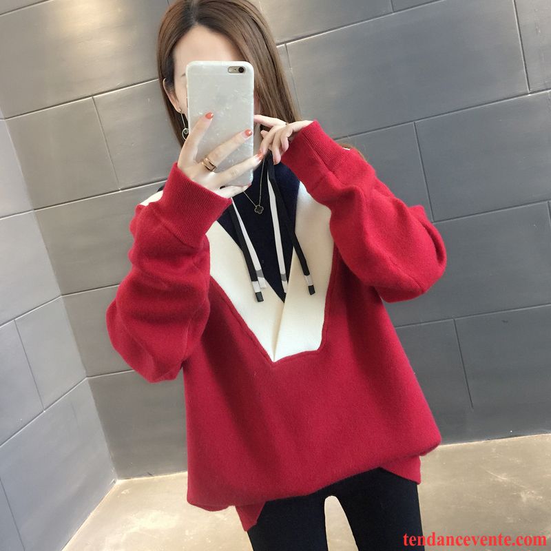 Sweat À Capuche Femme Décontractée Printemps Baggy Hoodies Tendance L'automne Bordeaux Rouge