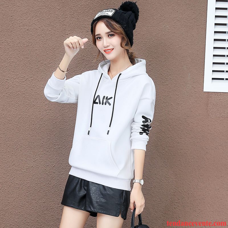 Sweat À Capuche Femme Hoodies Chauds Pardessus Hiver Dame Pullovers Blanc