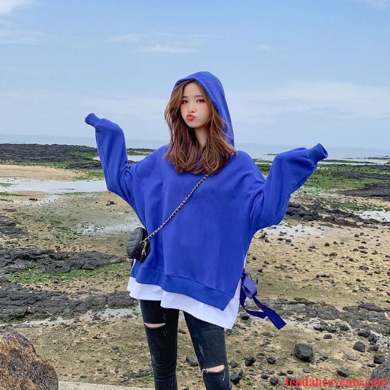 Sweat À Capuche Femme L'automne Baggy Tendance Pardessus Hiver Hoodies Bleu