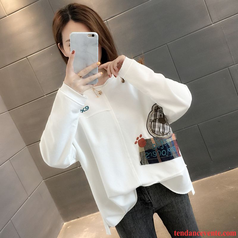 Sweat À Capuche Femme L'automne Hoodies Tendance Pardessus Légère Tous Les Assortis Blanc