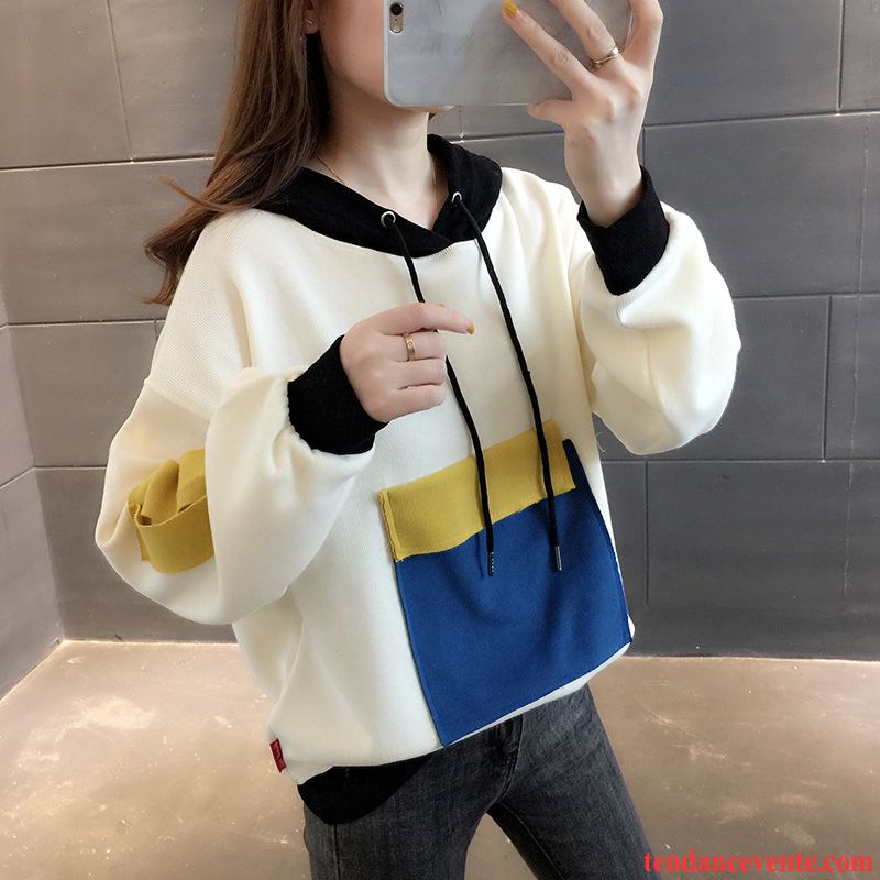 Sweat À Capuche Femme L'automne Tendance Baggy Hoodies Légère Printemps Noir