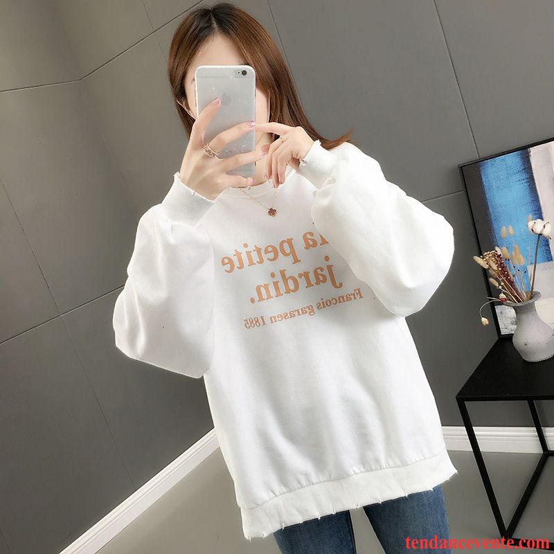 Sweat À Capuche Femme Lettre Tendance Baggy Col Rond Une Veste Hoodies Impression Rose