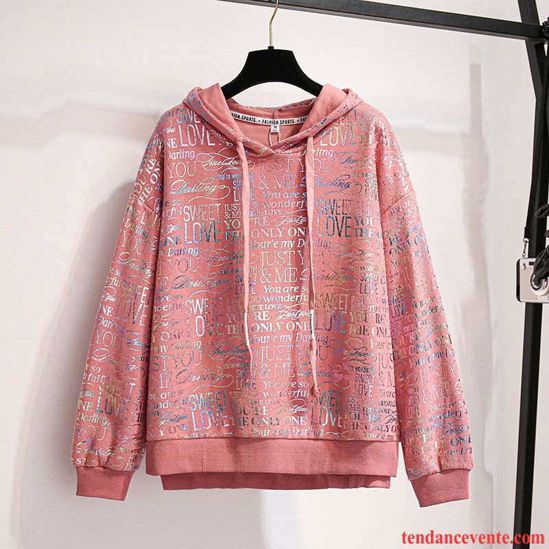 Sweat À Capuche Femme Mince Hoodies Baggy Pardessus Printemps L'automne Orange Rose