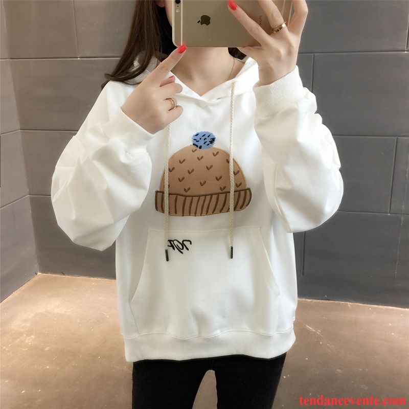 Sweat À Capuche Femme Pardessus Pullovers Dessin Animé Une Veste Hoodies Tendance Noir