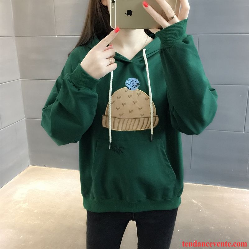 Sweat À Capuche Femme Pardessus Pullovers Dessin Animé Une Veste Hoodies Tendance Noir