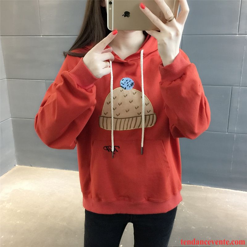 Sweat À Capuche Femme Pardessus Pullovers Dessin Animé Une Veste Hoodies Tendance Noir