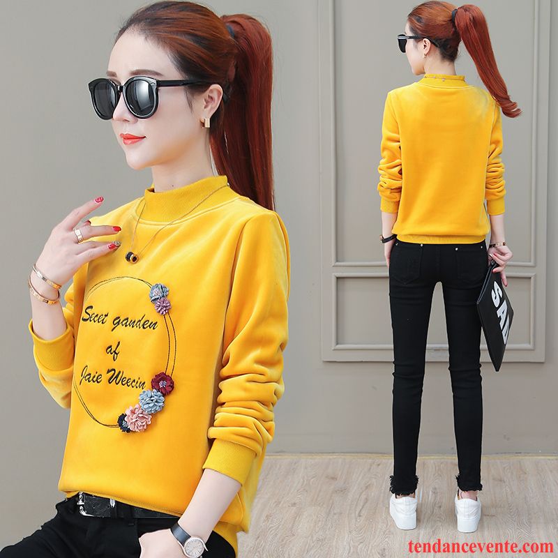 Sweat À Capuche Femme Plus De Velours Baggy Renforcé Longues Pullovers Une Veste Jaune Or