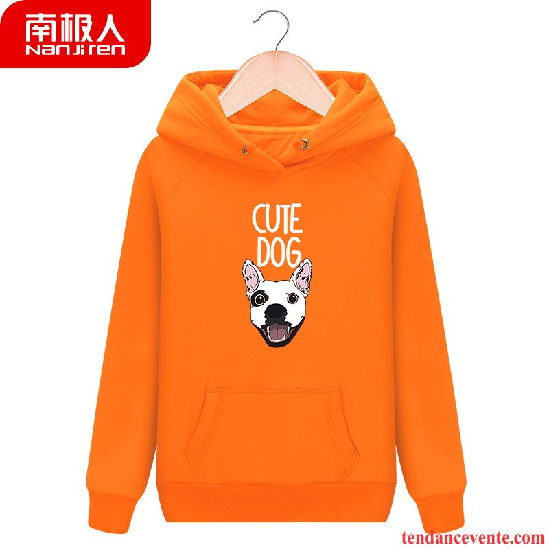 Sweat À Capuche Femme Plus De Velours L'automne Motif Printemps Hoodies Renforcé Rouge