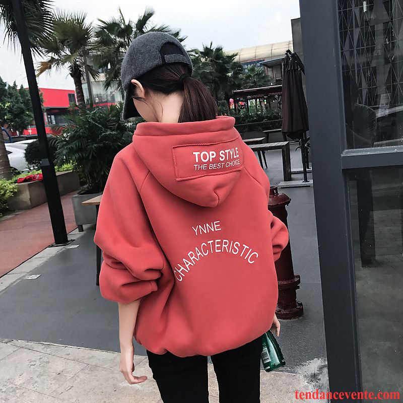 Sweat À Capuche Femme Pullovers Baggy Hoodies Une Veste Pardessus Hiver Rouge