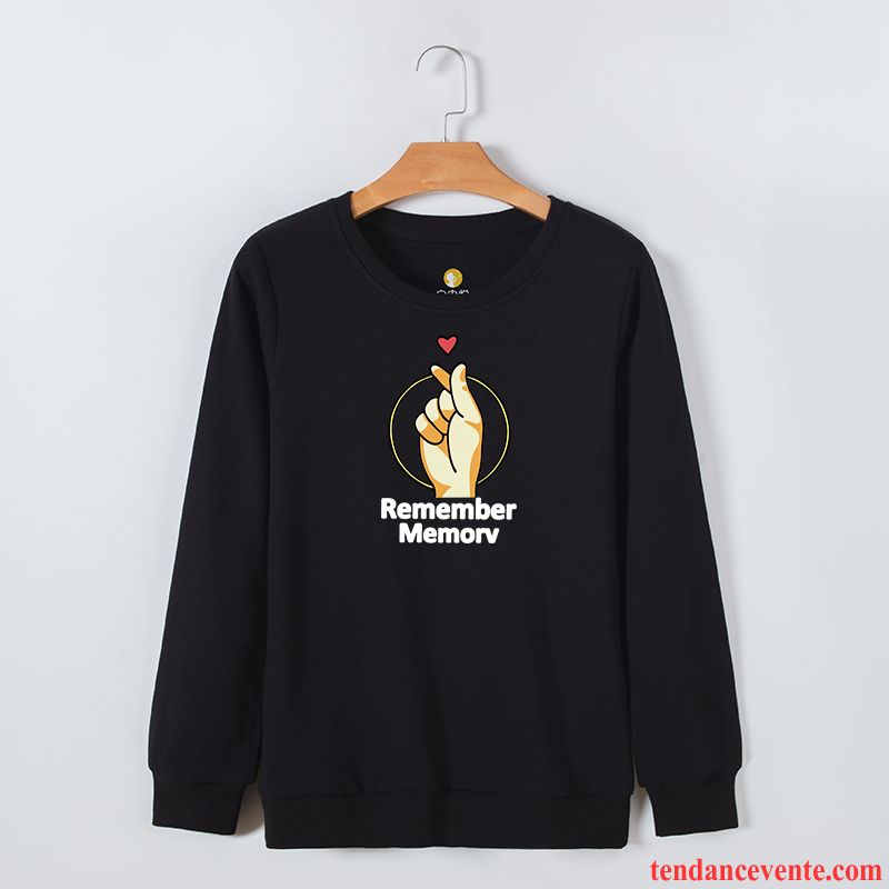 Sweat À Capuche Femme Pullovers Hoodies Baggy Col Rond Longues Pardessus Impression Bleu Noir